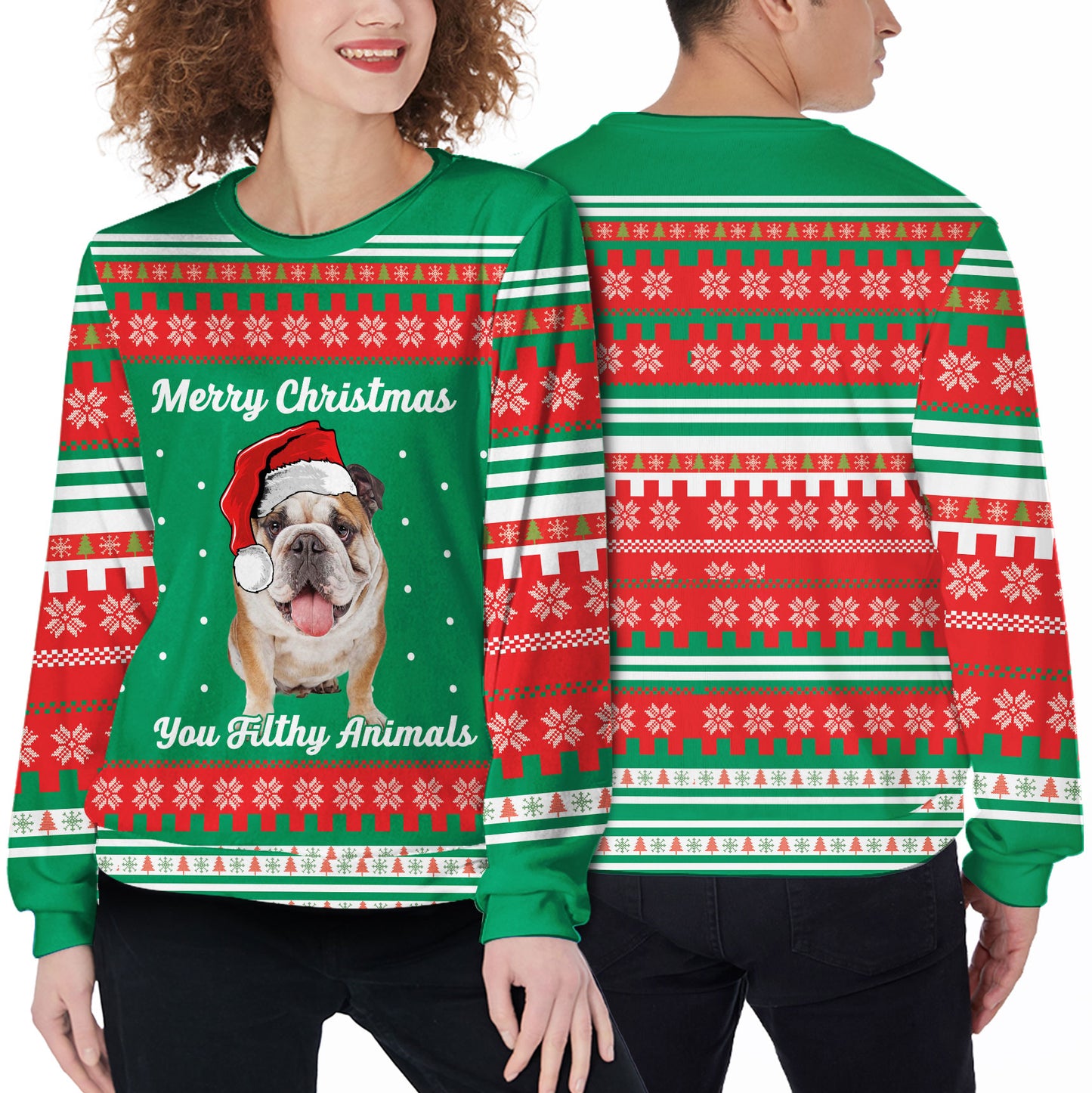 Ugly Sweater All Over Print Custom Merry Christmas Green Color