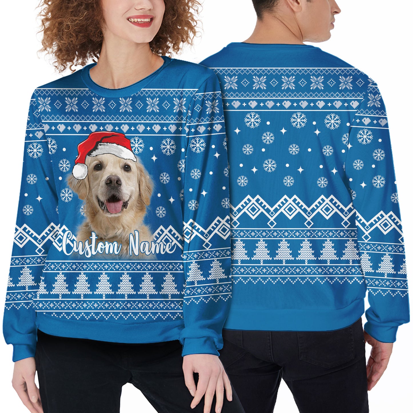 Ugly Sweater All Over Print Custom Merry Christmas Blue Color