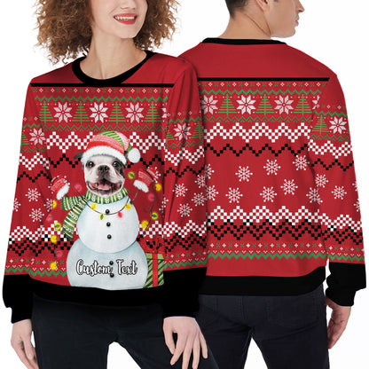 Ugly Sweater All Over Print Custom Snowman Red Color
