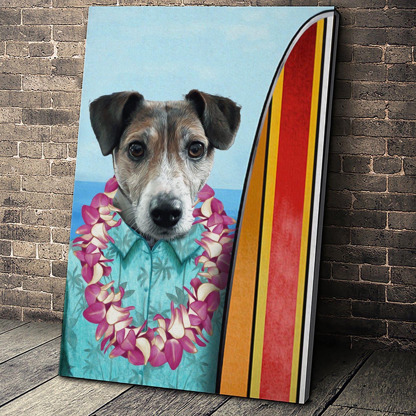 The Surfer Custom Pet Portrait - Noble Pawtrait