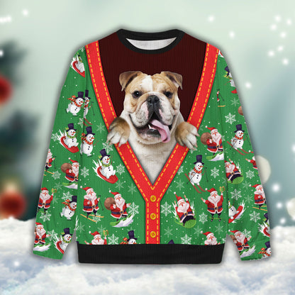 Ugly Sweater All Over Print Custom Funny Santa Claus & Snowman Green Color