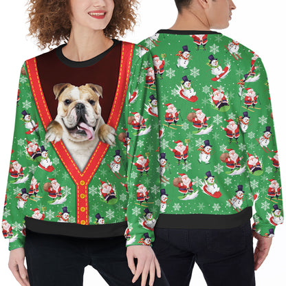 Ugly Sweater All Over Print Custom Funny Santa Claus & Snowman Green Color