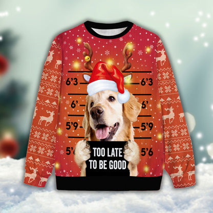 Ugly Sweater All Over Print Custom Too Late To Be Good (Tomato Red Color)