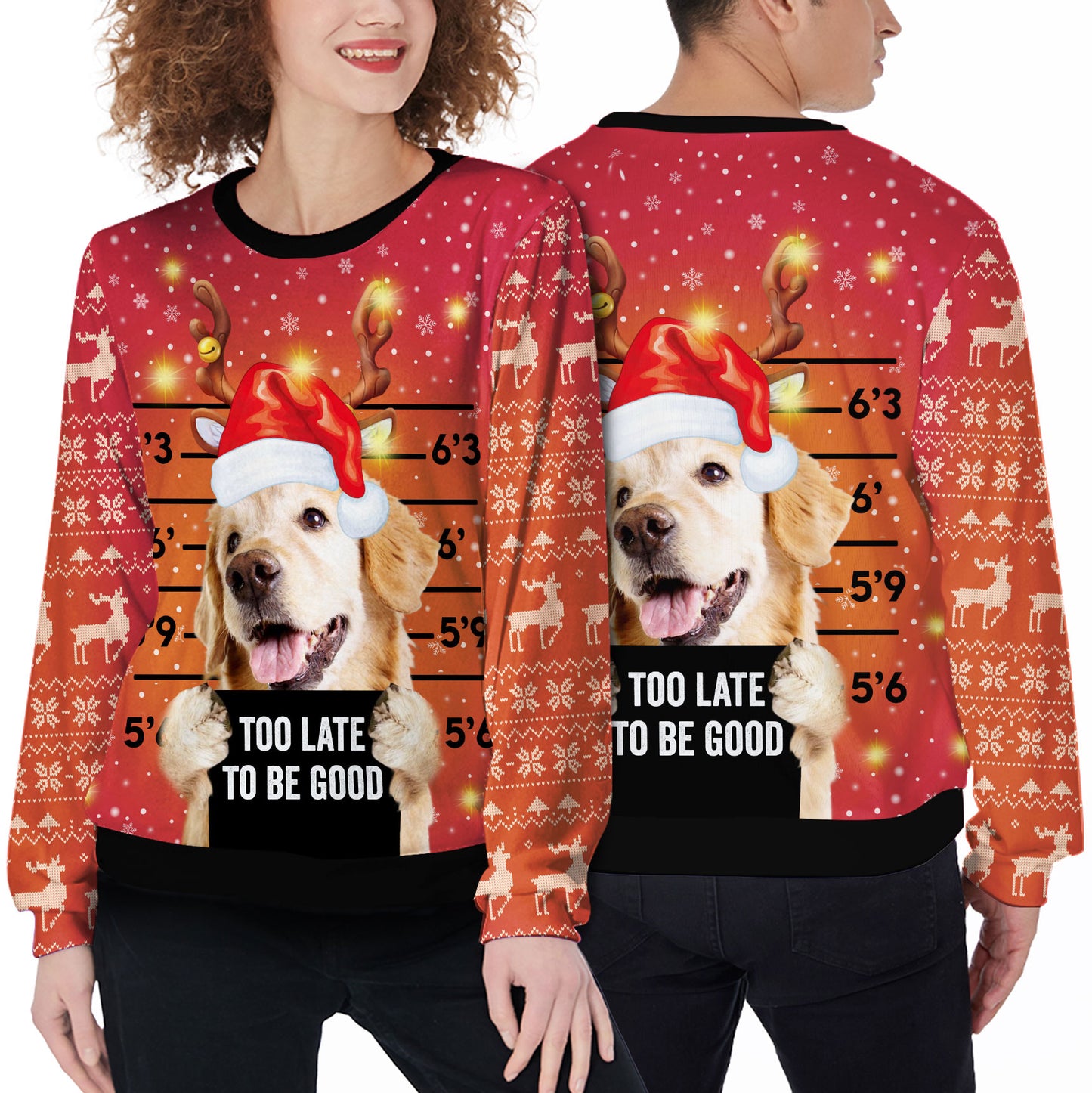 Ugly Sweater All Over Print Custom Too Late To Be Good (Tomato Red Color)