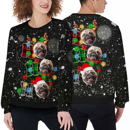 Ugly Sweater All Over Print Custom Ho Ho Ho Christmas Light (Black Color)