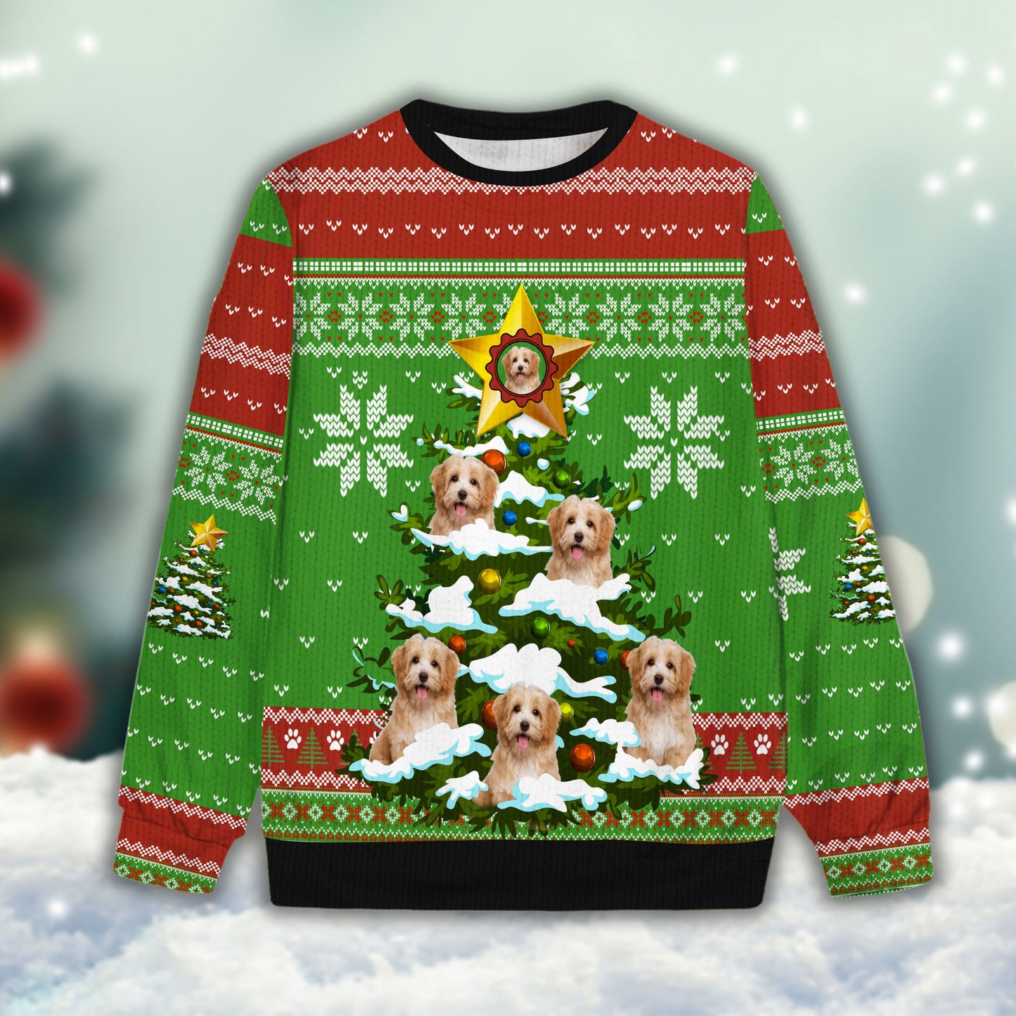 Ugly Sweater All Over Print Custom Funny Christmas Light Tree (Green & Red Color)