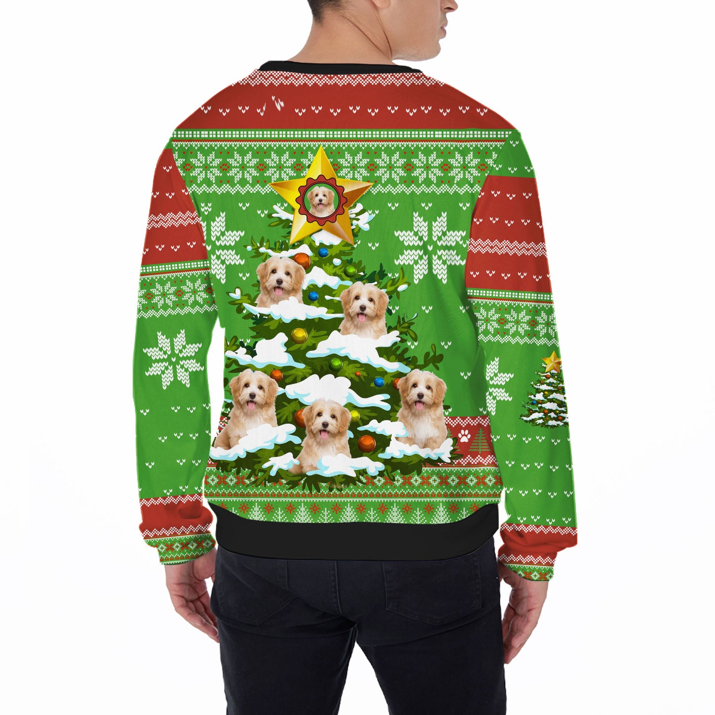 Ugly Sweater All Over Print Custom Funny Christmas Light Tree (Green & Red Color)