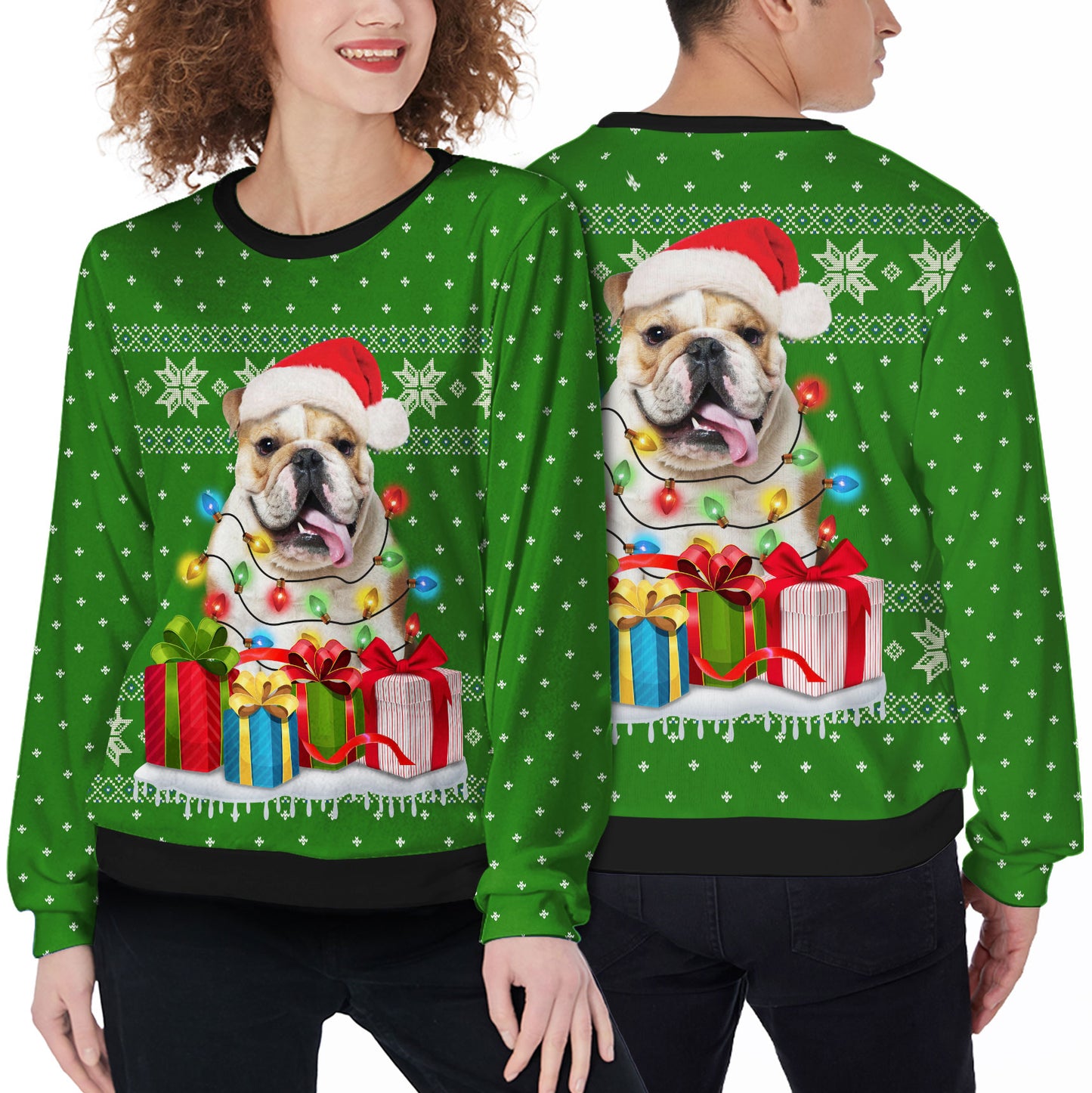 Ugly Sweater All Over Print Custom Funny Christmas Light & Gift (Green Color)