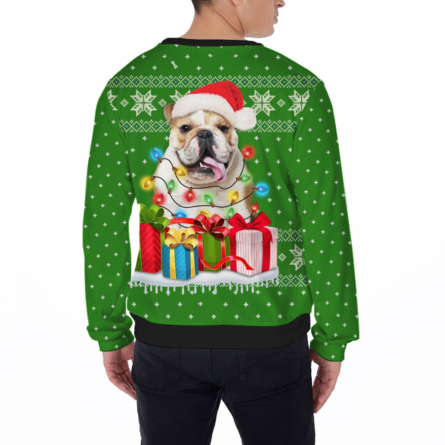 Ugly Sweater All Over Print Custom Funny Christmas Light & Gift (Green Color)