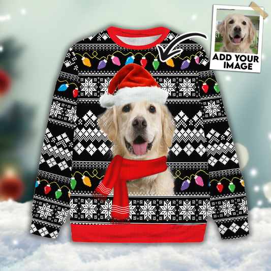 Ugly Sweater All Over Print Custom Funny Christmas Light Pattern (Black Color)