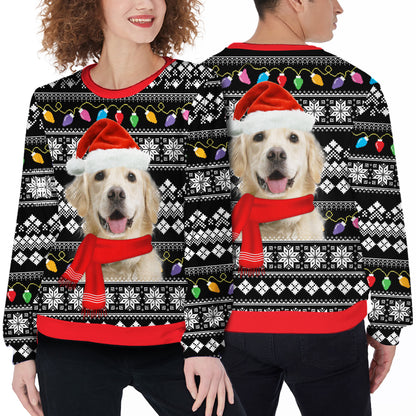 Ugly Sweater All Over Print Custom Funny Christmas Light Pattern (Black Color)