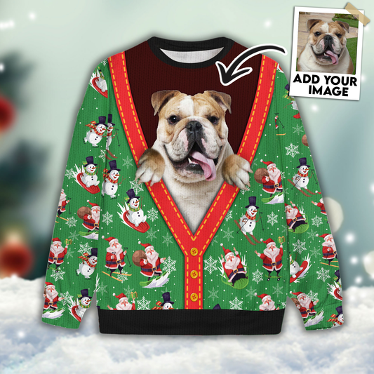 Ugly Sweater All Over Print Custom Funny Santa Claus & Snowman Green Color