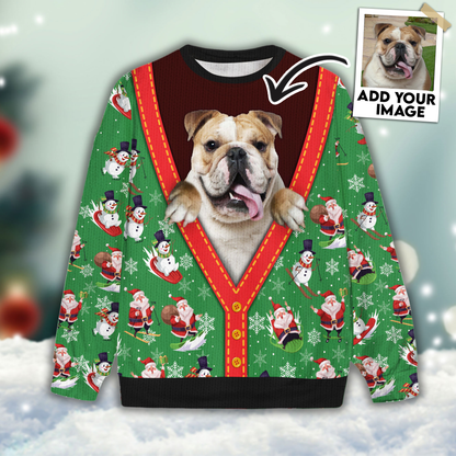 Ugly Sweater All Over Print Custom Funny Santa Claus & Snowman Green Color