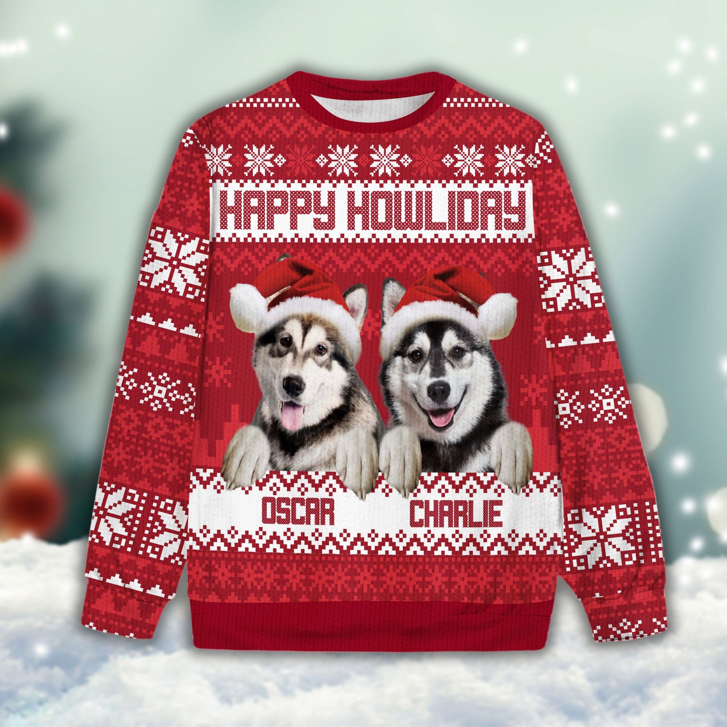 Ugly Sweater All Over Print Custom Happy Howliday (Rose Color)