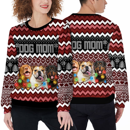 Ugly Sweater All Over Print Custom Funny Dog Mom (Wine Color)