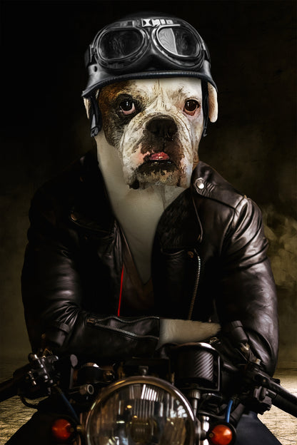 The Biker Custom Pet Portrait Poster - Noble Pawtrait