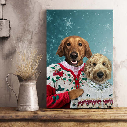 The Christmas Couple Custom Pet Portrait Canvas - Noble Pawtrait