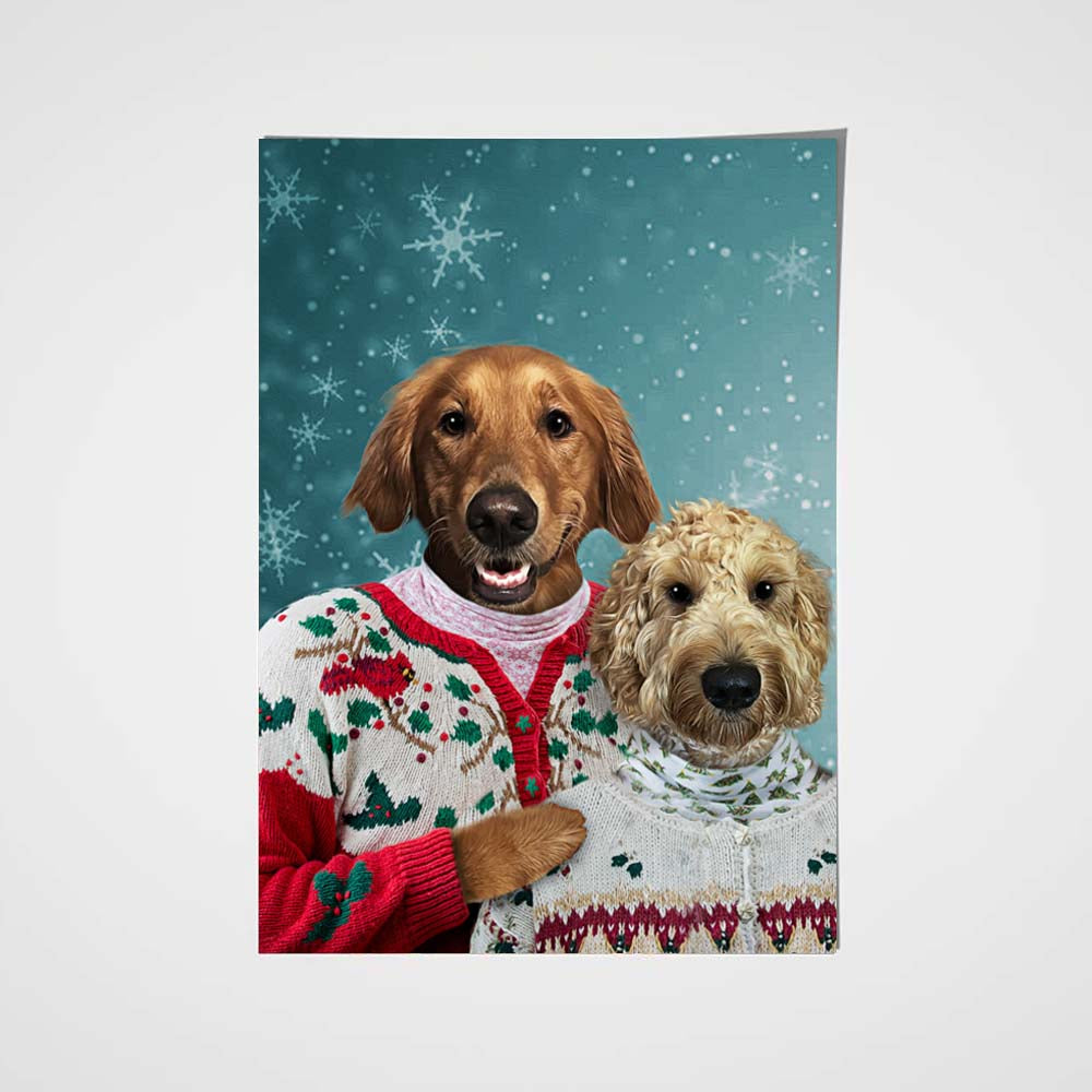 The Christmas Couple Custom Pet Portrait - Noble Pawtrait
