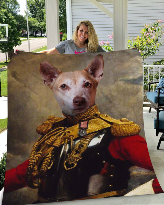 The Colonel Custom Pet Blanket - Noble Pawtrait