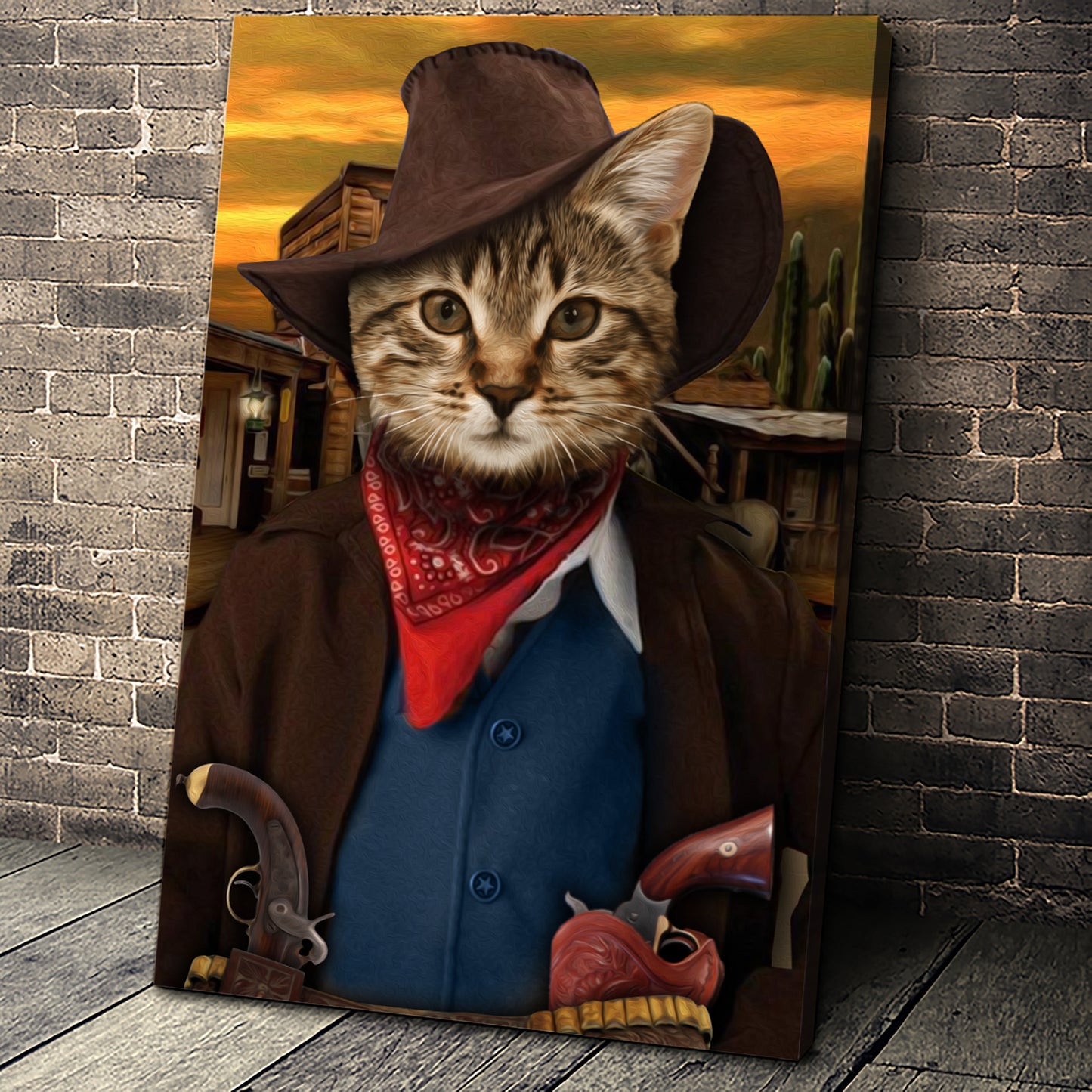 The Cowboy Custom Pet Portrait Canvas - Noble Pawtrait
