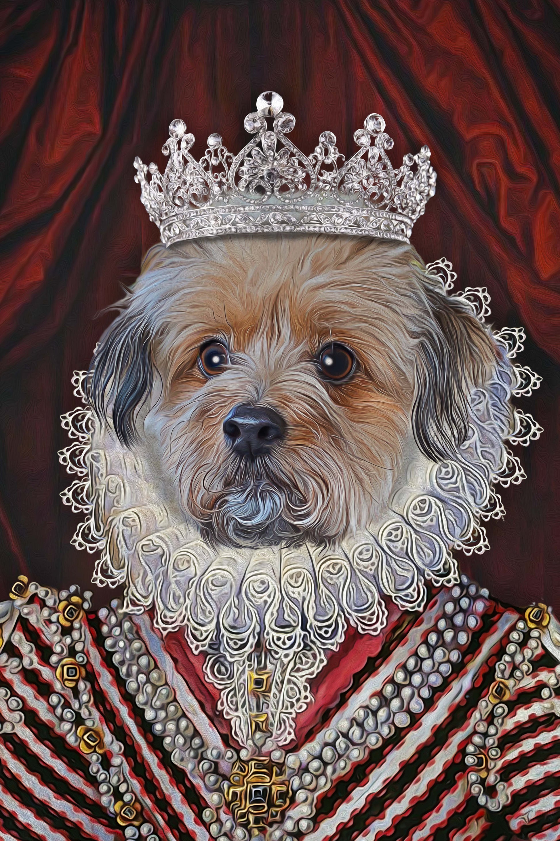 The Diamond Queen Custom Pet Portrait Poster - Noble Pawtrait