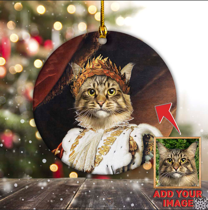 The Emperor Custom Pet Ornament 2-Sided - Noble Pawtrait