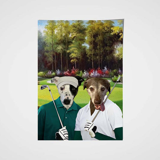 The Golf Couple Custom Pet Portrait Poster - Noble Pawtrait