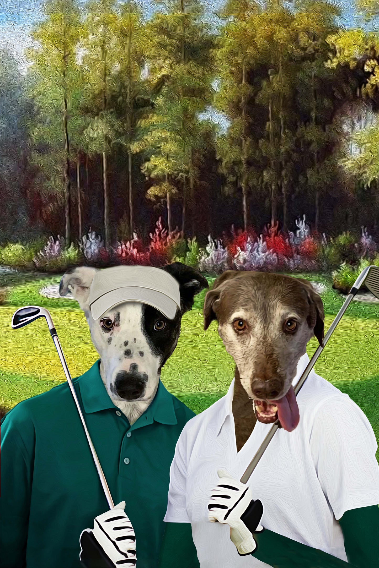 The Golf Couple Custom Pet Portrait Digital Download - Noble Pawtrait