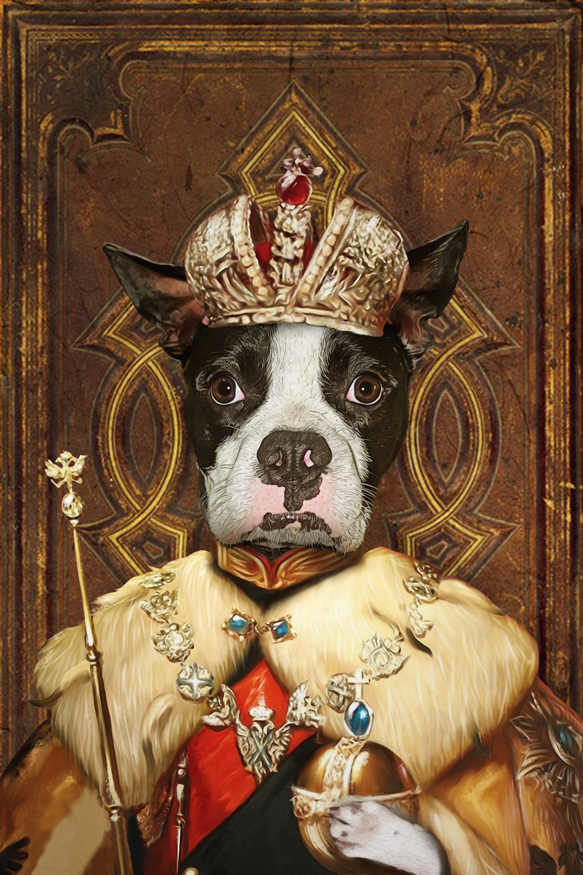 The King Custom Pet Portrait Canvas - Noble Pawtrait