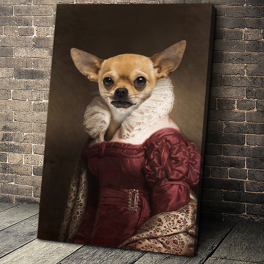 The Lady in Red Custom Pet Portrait - Noble Pawtrait