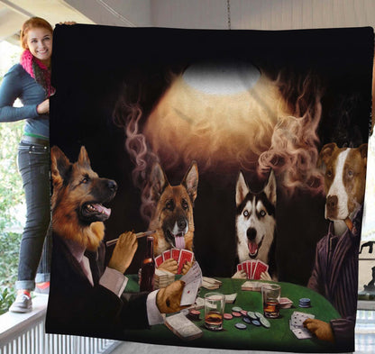 The Poker Players Custom Pet Blanket - Noble Pawtrait