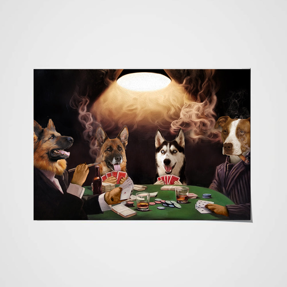 The Poker Players Custom Pet Portrait Poster - Noble Pawtrait
