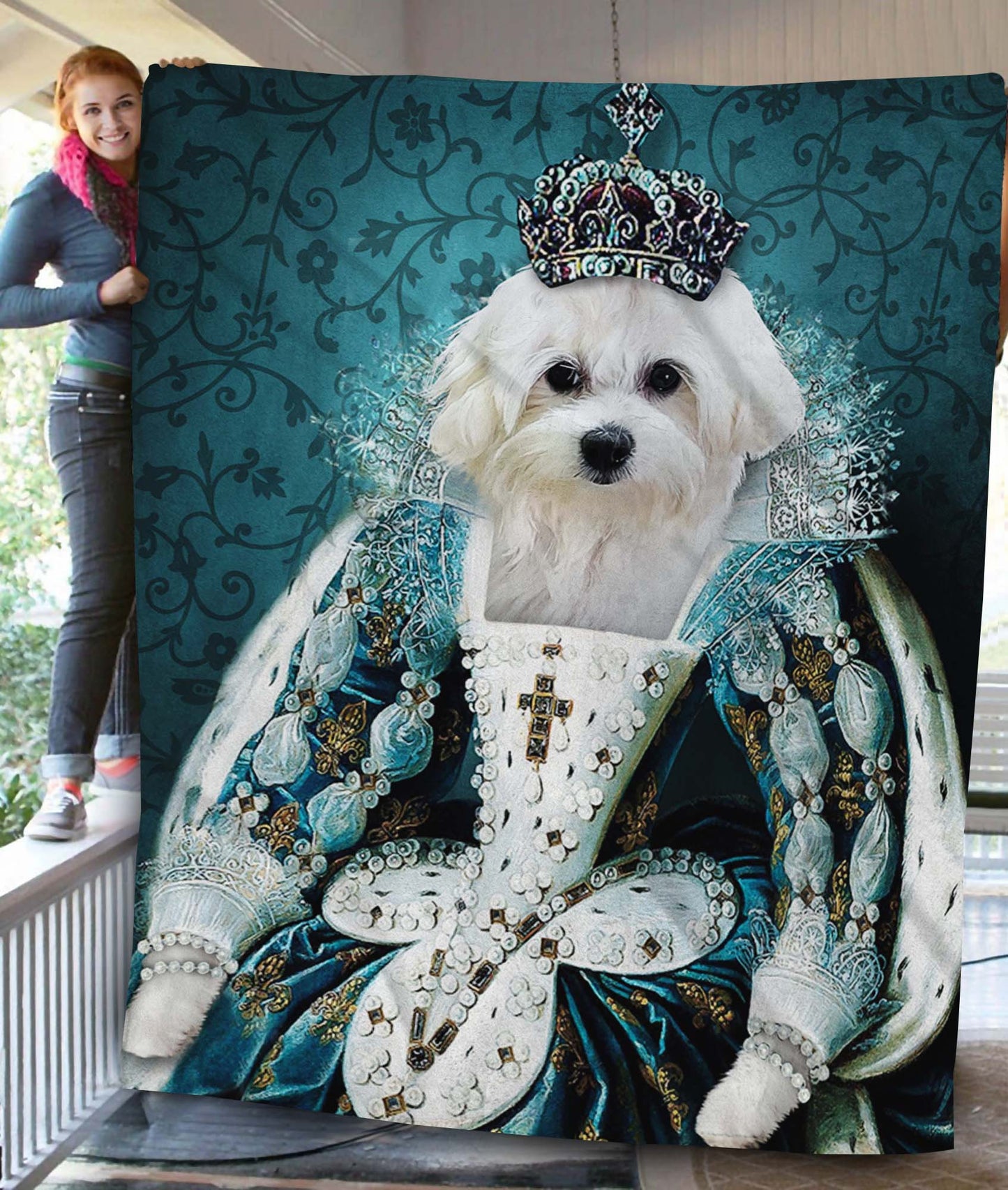 The Queen Custom Pet Blanket - Noble Pawtrait