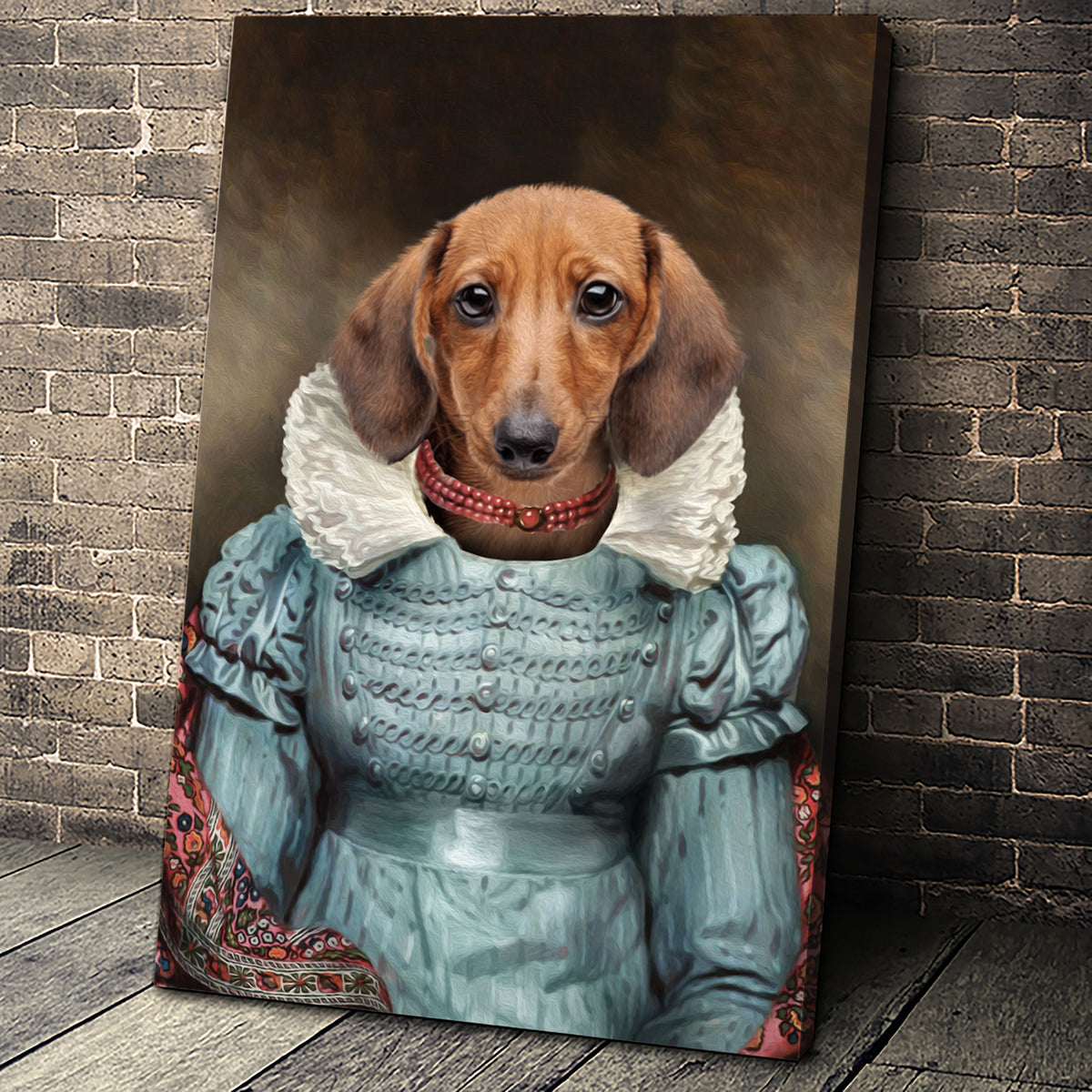 The Red Pearl Lady Custom Pet Portrait - Noble Pawtrait