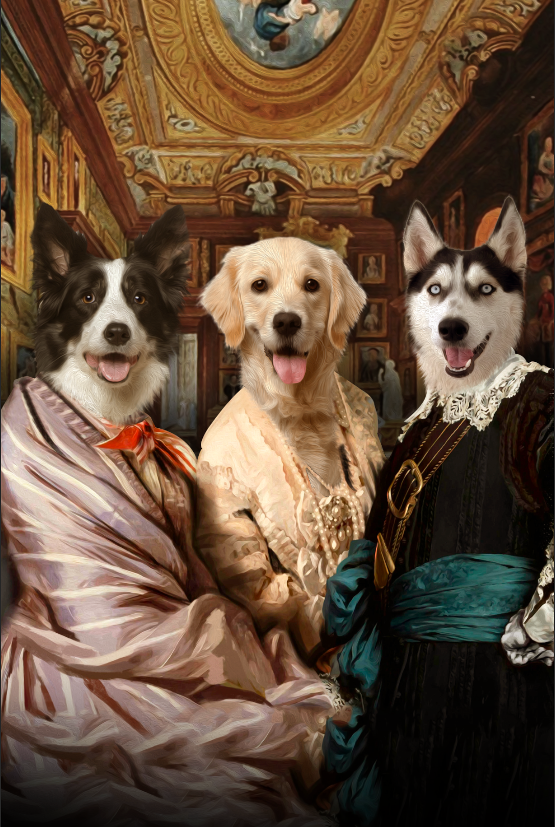 The Triplet Custom Pet Portrait - Noble Pawtrait