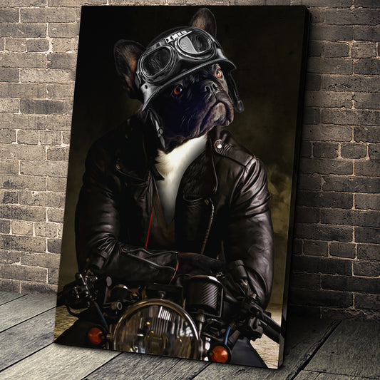 The Biker Custom Pet Portrait Canvas - Noble Pawtrait
