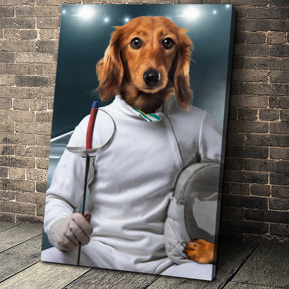 The Fencer Custom Pet Portrait Canvas - Noble Pawtrait