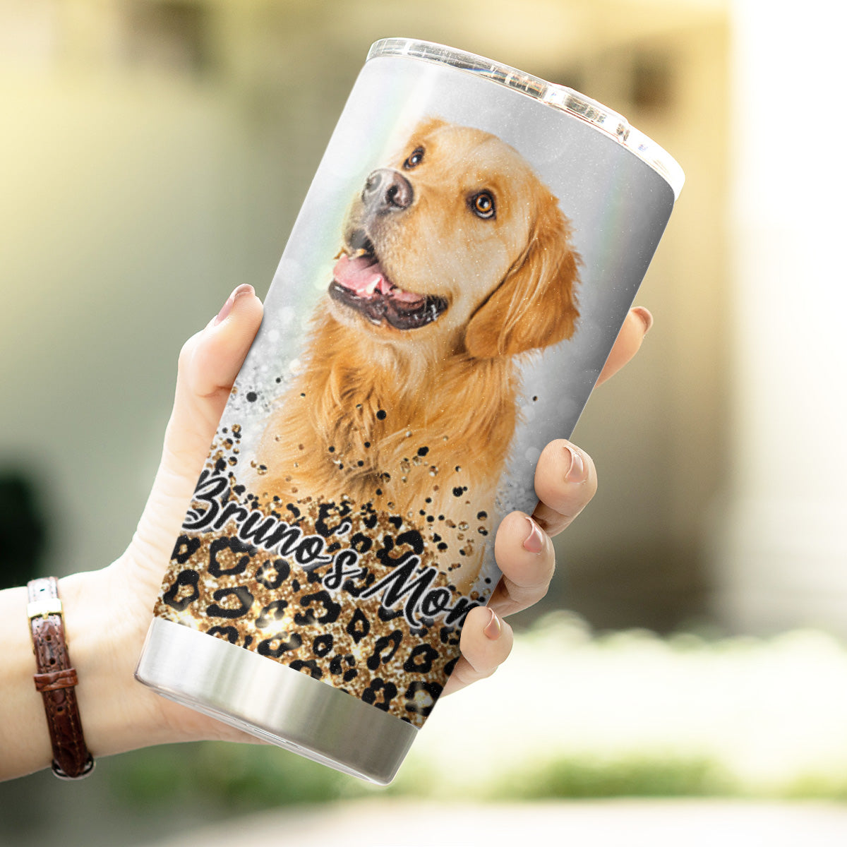 Gobelet personnalisé à motif de guépard pour animaux de compagnie, 20oz (couleur orange)
