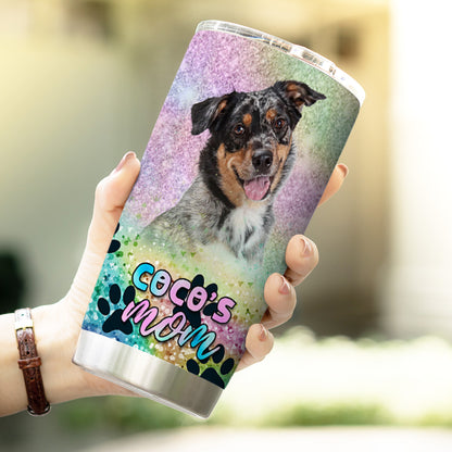 Gobelet personnalisé à paillettes et motif de patte pour animaux de compagnie, 20oz (hologramme)