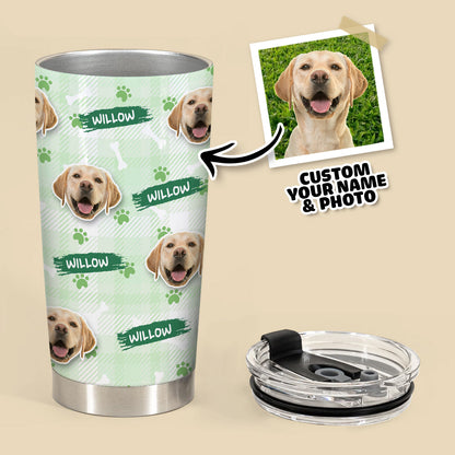 Custom Multi Pets Bone And Paw Pattern 20oz Personalized Tumbler (Green Color)
