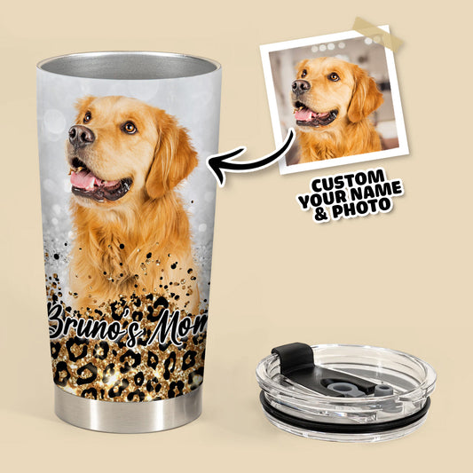 Custom Pet Cheetah Pattern 20oz Personalized Tumbler (Orange Color)