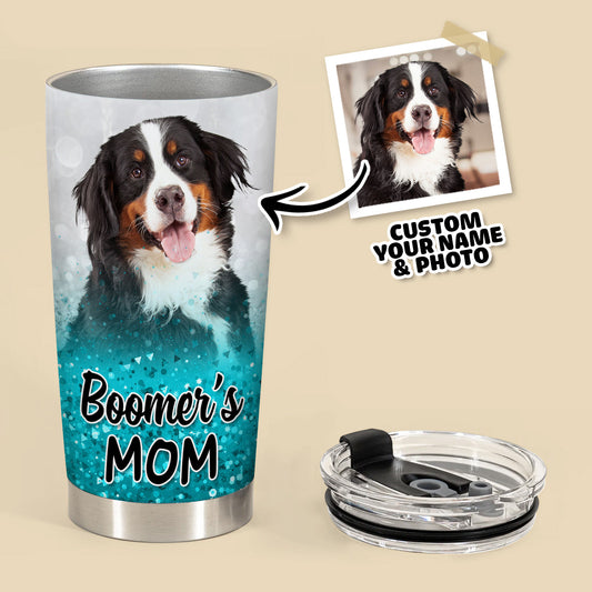 Custom Pet Glitter Pattern 20oz Personalized Tumbler (Blue Color)