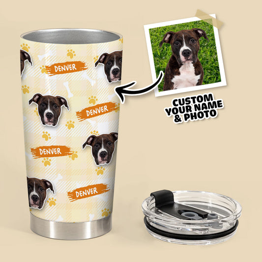 Custom Multi Pets Bone And Paw Pattern 20oz Personalized Tumbler (Yellow Color)