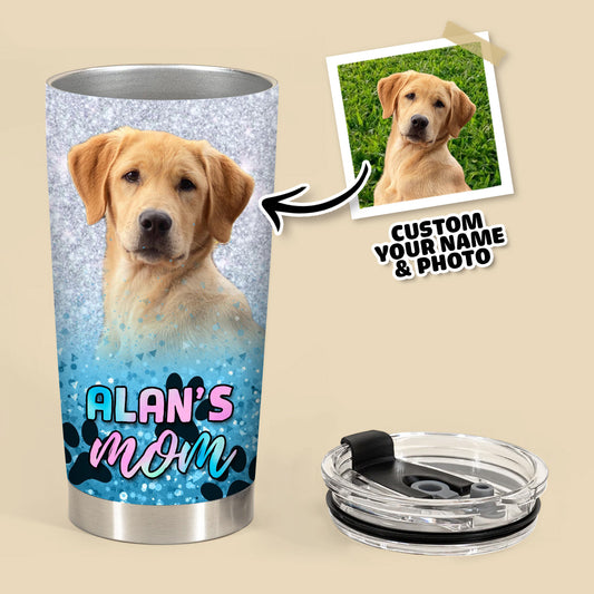 Custom Pet Glitter And Paw Pattern 20oz Personalized Tumbler (Blue Color)