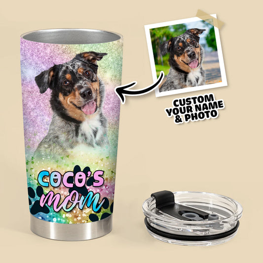 Custom Pet Glitter And Paw Pattern 20oz Personalized Tumbler (Hologram)