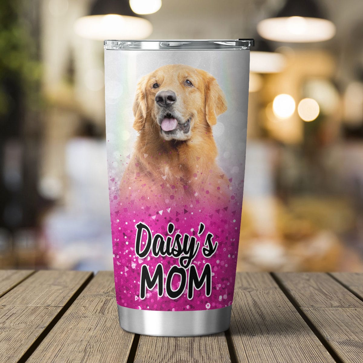 Custom Pet Glitter Pattern 20oz Personalized Tumbler (Pink Color)
