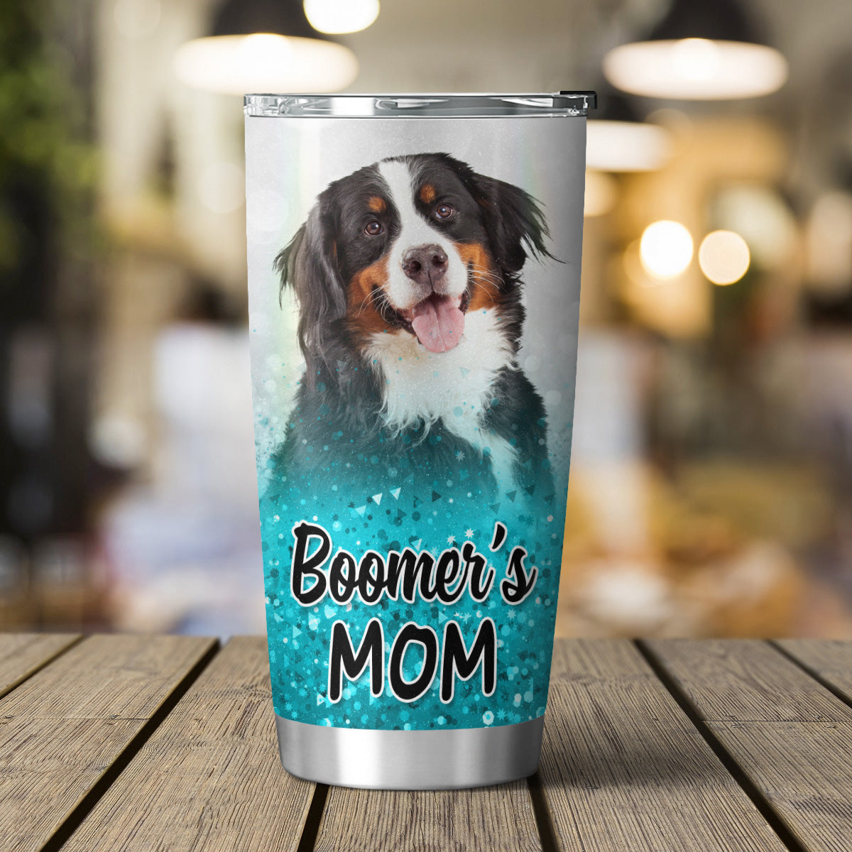 Custom Pet Glitter Pattern 20oz Personalized Tumbler (Blue Color)