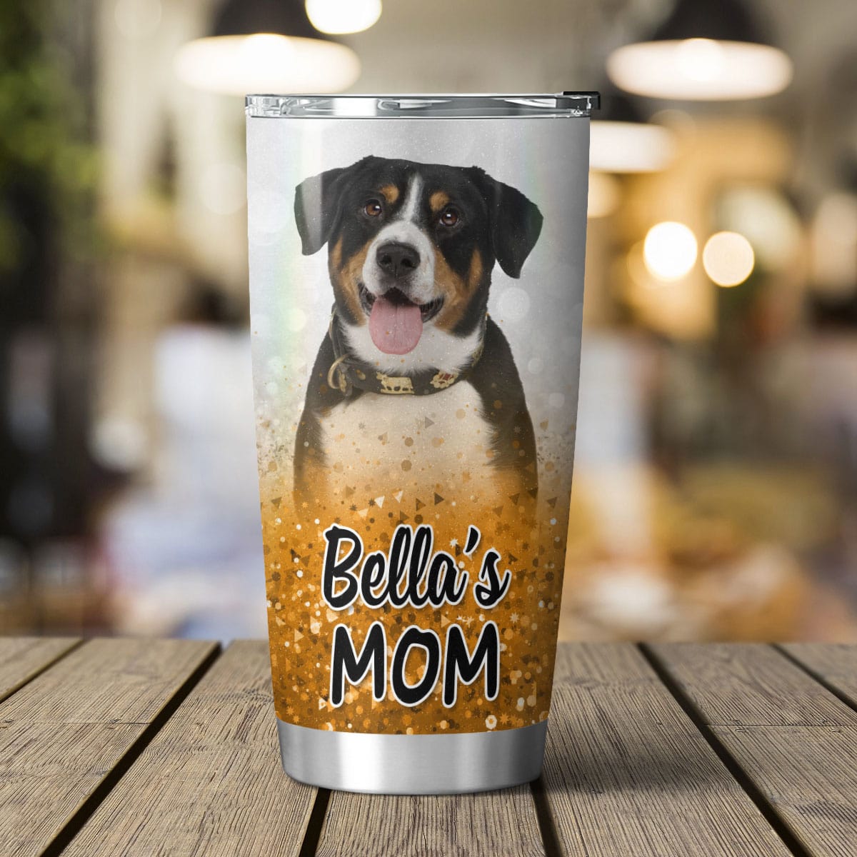 Custom Pet Glitter Pattern 20oz Personalized Tumbler (Gold Color)