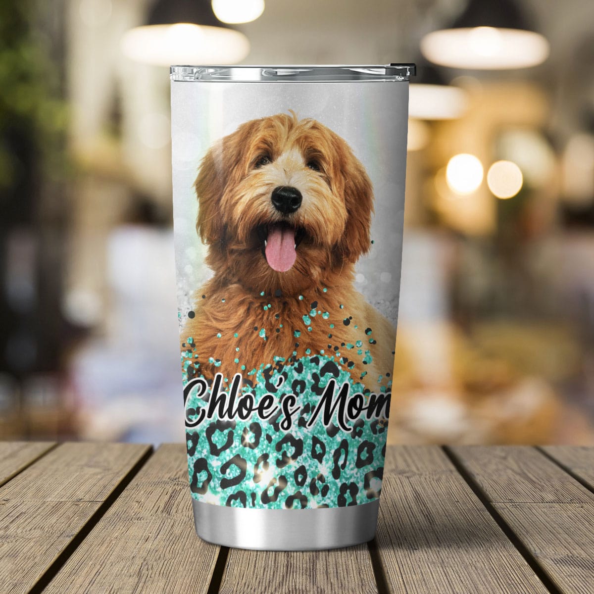 Gobelet personnalisé à motif de guépard pour animaux de compagnie, 20oz (couleur menthe)