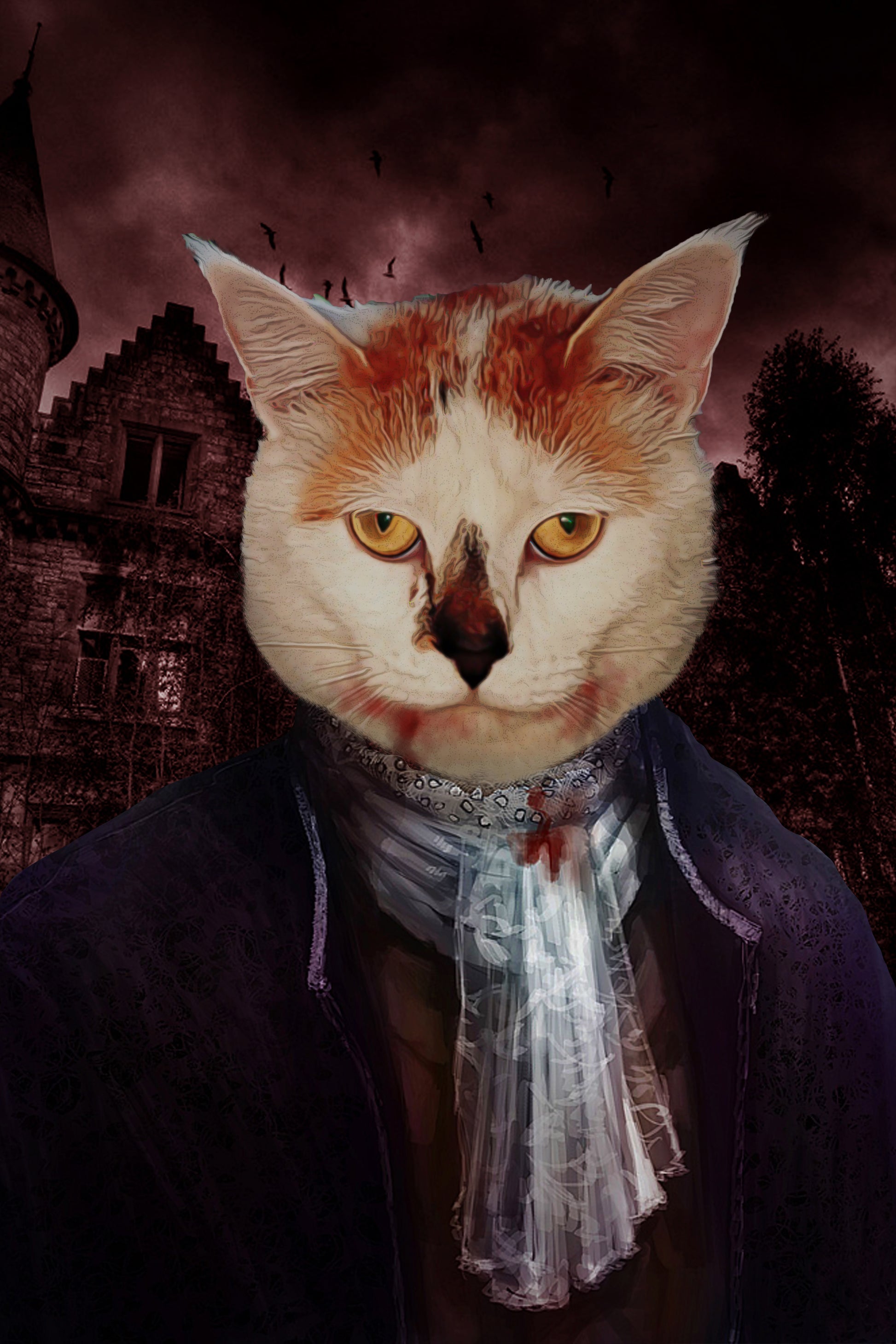 The Vampire Custom Pet Portrait Digital Download - Noble Pawtrait